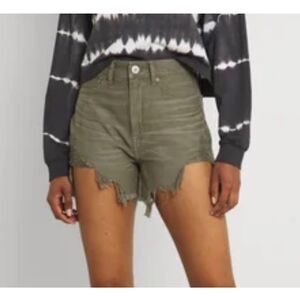 AMERICAN EAGLE Olive Green Highest Rise Denim Mom Shorts